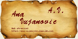 Ana Vujanović vizit kartica